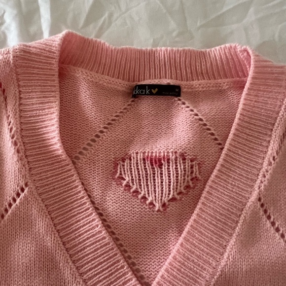 Pink Red Heart Cardigan Button Down Sweater Womens M perfect for Valentine’s Day - Picture 3 of 5